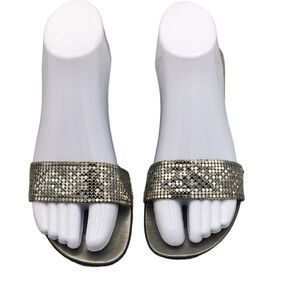 Anne Klein Silver Metal Mesh open Toe Heels SIze 8.5 With Matching Purse